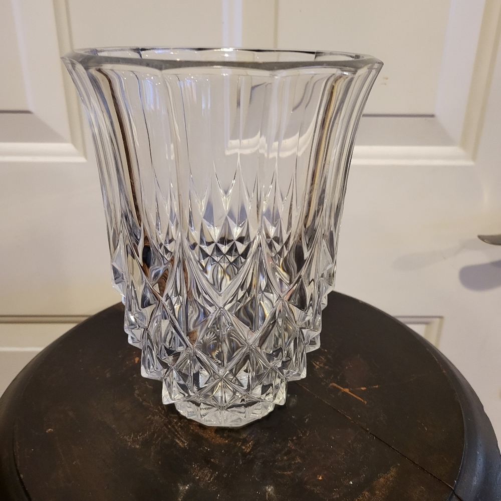 Vintage Val St Lambert Crystal Vase Signed  7"